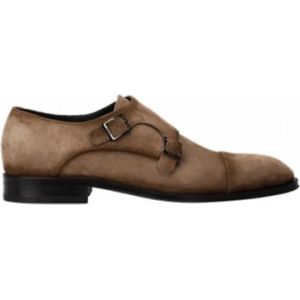 Hugo Boss, Beige Suède Dubbele Monk Schoenen Beige, Heren, Maat:40 EU