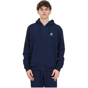 Adidas Originals, Sweatshirts & Hoodies, Heren, Blauw, 2Xl, Katoen, Blauwe Heren Hoodie met Logo Borduursel