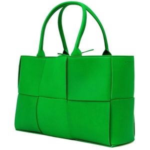 Bottega Veneta, Tassen, Dames, Groen, ONE Size, Leren Arco Tote Shopper