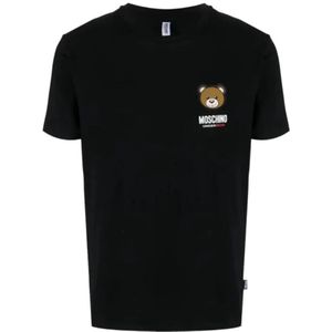 Love Moschino, Tops, Heren, Zwart, L, Katoen, Zwarte Katoenen T-shirt voor Mannen