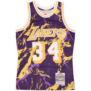 Mitchell & Ness, Sport, Heren, Paars, S, Basketball Jersey NBA Team Marble Swingman Jersey Hardwood Classics No 34 Shaquille O Neal 1996-97 Loslak