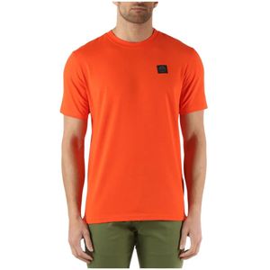 North Sails, Tops, Heren, Oranje, M, Katoen, Stretch katoenen T-shirt met voorlogo patch