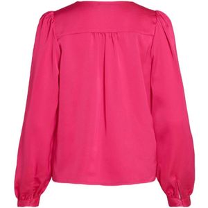 Vila, Blouses & Shirts, Dames, Roze, S, Polyester, Fuchsia Blouse met V-hals