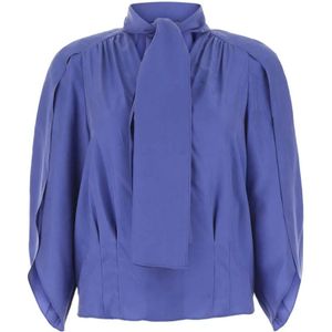 Alberta Ferretti, Blouses & Shirts, Dames, Blauw, S, Elegante Blauwe Zijden Blouse