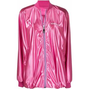 Khrisjoy, Satijnen Urban Trainingspak Jas Roze, Dames, Maat:XS