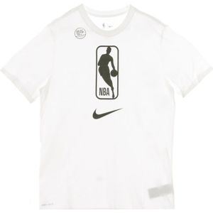 Nike, Tops, Heren, Wit, 2Xl, Katoen, Witte NBA Logo T-shirt Dri-fit