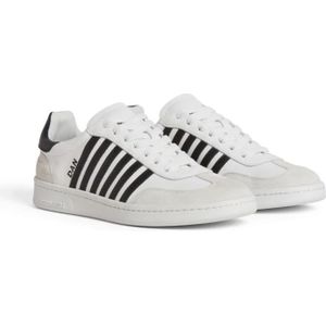 Dsquared2, Schoenen, Heren, Wit, 45 EU, Leer, Witte Sneakers Met Multi-Panel Ontwerp