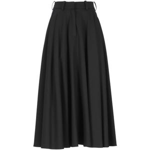 Elisabetta Franchi, Rokken, Dames, Zwart, XS, Wol, Zwarte Wollen Rok met Zakken