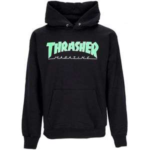 Thrasher, Zwart/Groen Outlined Hoodie Streetwear Zwart, Heren, Maat:L
