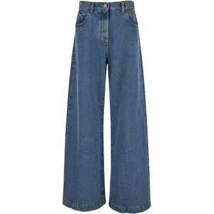 The Attico, Jeans, Dames, Blauw, W28, Denim, Blauwe Denim Five-Pocket Jeans Regular Fit