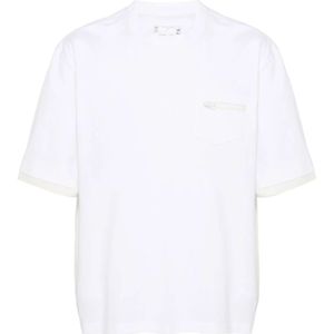 Sacai, T-Shirts Wit, Heren, Maat:M