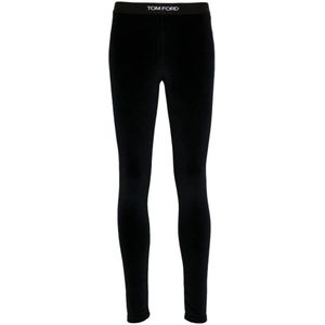 Tom Ford, Broeken, Dames, Zwart, M, Polyester, Blauwe Leggings voor Vrouwen Aw 24