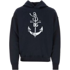 Dolce & Gabbana, Sweatshirts & Hoodies, Heren, Zwart, M, Katoen, Zwarte katoenen sweatshirt