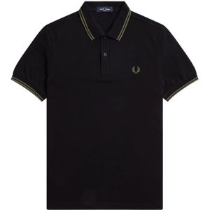 Fred Perry, Tops, Heren, Zwart, M, Katoen, Klassieke katoenen polo met dubbele streep