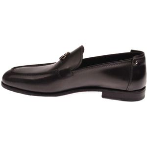 John Richmond, Schoenen, Heren, Zwart, 40 EU, Leer, Metalen Logo Loafer Lage Hak Brede Band