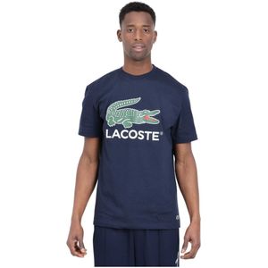 Lacoste, Tops, Heren, Blauw, S, Katoen, Blauwe Nacht Krokodil Logo T-shirt