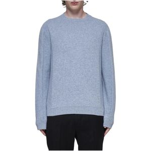 Ermenegildo Zegna, Truien, Heren, Blauw, L, Wol, Lichtblauwe Wol Kasjmier Crew Neck Sweater