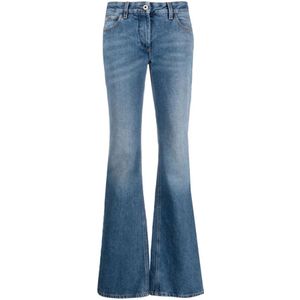 Off White, Jeans, Dames, Blauw, W25, Denim, Slim-Fit Flare Jeans in Vervaagd Blauw Denim