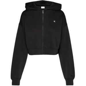 Calvin Klein, Sweatshirts & Hoodies, Dames, Zwart, S, Badge Vest, Sweaters
