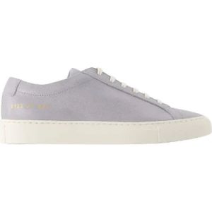 Common Projects, Schoenen, Dames, Blauw, 41 EU, Leer, Leren Sneakers - Ronde Neus, Bovenste Vetersluiting