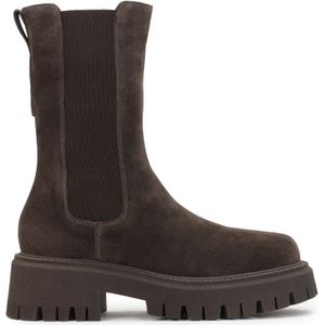 Kazar, Schoenen, Dames, Bruin, 41 EU, Suède, Donkerbruine Chelsea Booties met Hoge Schacht