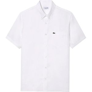 Lacoste, Overhemden, Heren, Wit, 2Xl, Linnen, Witte Linnen Overhemd