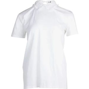 Miu Miu, Witte Katoenen Gerimpelde Top Wit, Dames, Maat:M