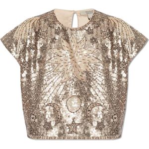 AllSaints, Etta pailletten top Beige, Dames, Maat:XS