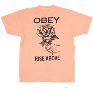 Obey, Tops, Heren, Roze, M, Katoen, Klassieke Pigment Tee in Perzik Parfait