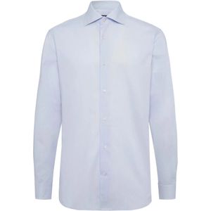 Boggi Milano, Overhemden, Heren, Blauw, 4Xl, Gestreept Windsor Kraag Overhemd Slim
