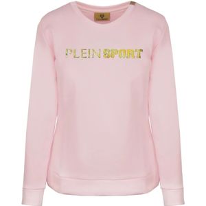 Plein Sport, Sweatshirts & Hoodies, Dames, Roze, S, Katoen, Sportieve Lange Mouw Ronde Hals Sweater