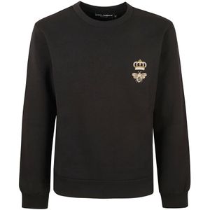 Dolce & Gabbana, Sweatshirts & Hoodies, Heren, Zwart, M, Katoen, Zwarte Crewneck Sweater
