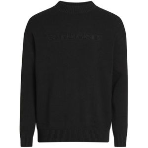 Calvin Klein, Zwarte Sweaters, La Maglia Zwart, Heren, Maat:L