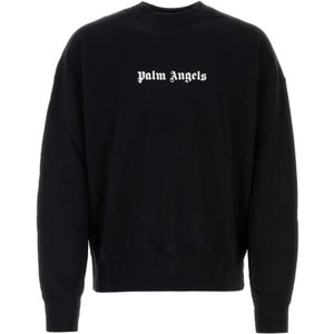 Palm Angels, Sweatshirts & Hoodies, Heren, Zwart, L, Katoen, Zwart Oversized Sweatshirt
