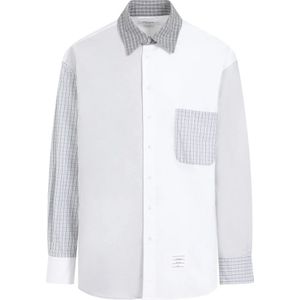 Thom Browne, Overhemden, Heren, Veelkleurig, L, Katoen, Witte Katoenen Oversized Overhemd met Lange Mouwen