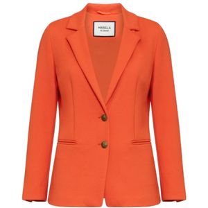 Marella, Oranje Milano Gebreid Blazer Jas Oranje, Dames, Maat:L