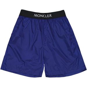 Moncler, Badkleding, Heren, Blauw, S, Nylon, Logo Zwemshorts