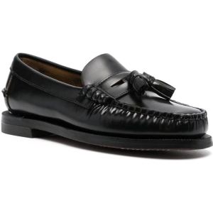 Sebago, Schoenen, Dames, Zwart, 39 EU, Leer, Zwarte Leren Kwast Slip-On Schoenen