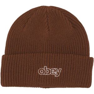 Obey, Throwback Beanie Sepia Streetwear Bruin, Heren, Maat:ONE Size