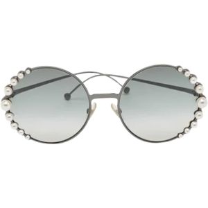Fendi Vintage, Pre-owned, Dames, Zwart, ONE Size, Pre-owned Metal sunglasses