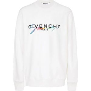 Givenchy, Sweatshirts & Hoodies, Dames, Wit, S, Katoen, Geborduurde Logo Sweatshirt