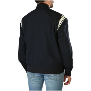 Tommy Hilfiger, Jassen, Heren, Blauw, L, Polyester, Heren Automatische Sluiting Bomberjack