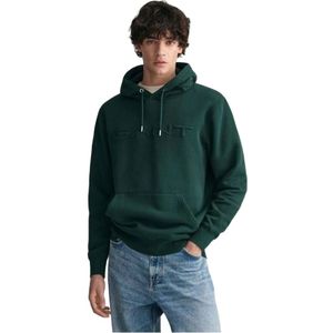 Hoodie GANT Men Embossed Sweat Tartan Green