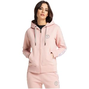 Carlo Colucci, Sweatshirts & Hoodies, Dames, Roze, XL, Opvallende Zip-through Sweatshirt voor Vrouwen