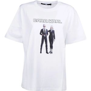 Karl Lagerfeld, Tops, Heren, Wit, L, Katoen, Avatar T-shirt in het wit