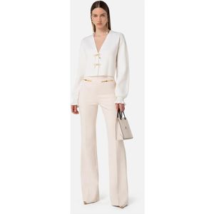 Elisabetta Franchi, Broeken, Dames, Geel, L, Hoge Taille Palazzo Broek