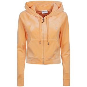 Juicy Couture, Sweatshirts & Hoodies, Dames, Oranje, XS, Oranje Cropped Hoodie met Logo