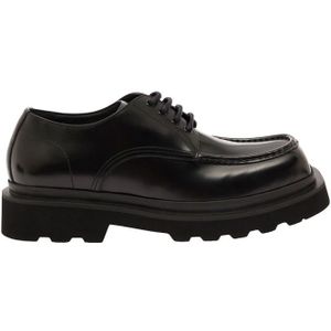 Dolce & Gabbana, Schoenen, Heren, Zwart, 40 EU, Leer, Zwarte platte schoenen met vierkanteeus