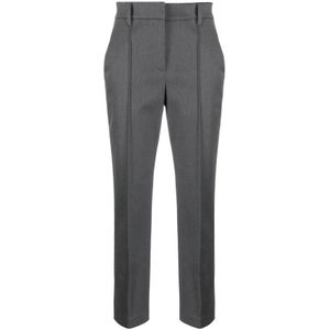 Brunello Cucinelli, Donkergrijze Broek Dameskleding Grijs, Dames, Maat:L