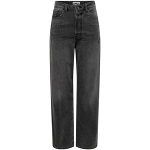 Only, Jeans, Dames, Grijs, W28 L30, Katoen, Grijze Jeans Rits Knoopsluiting